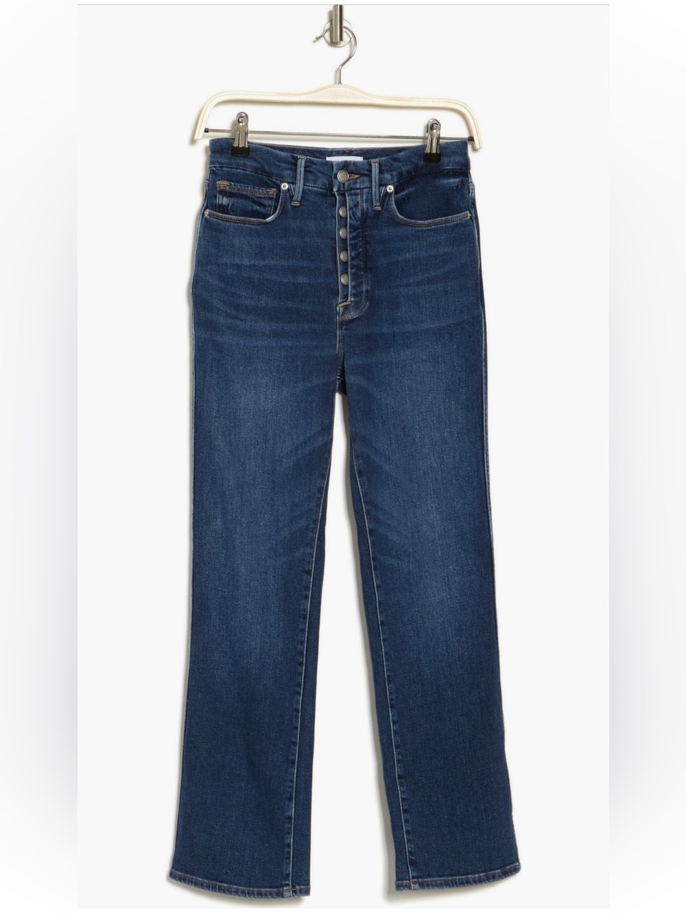 Good American Good Curve Button Front Denim Straight Leg Jeans - Sz 8/29, NWT